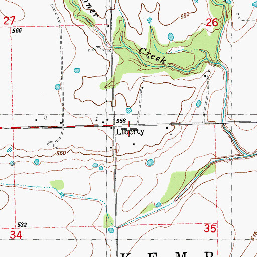 Topographic Map of Liberty, OK
