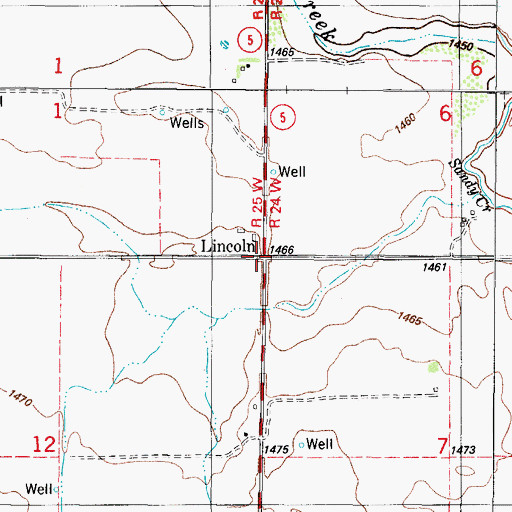 Topographic Map of Lincoln, OK