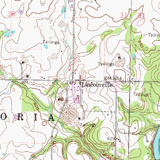 Topographic Map of Lincolnville, OK