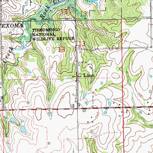 Topographic Map of Linn, OK
