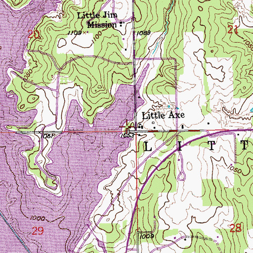 Topographic Map of Little Axe, OK