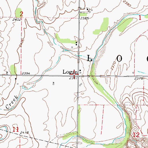Topographic Map of Logan, OK