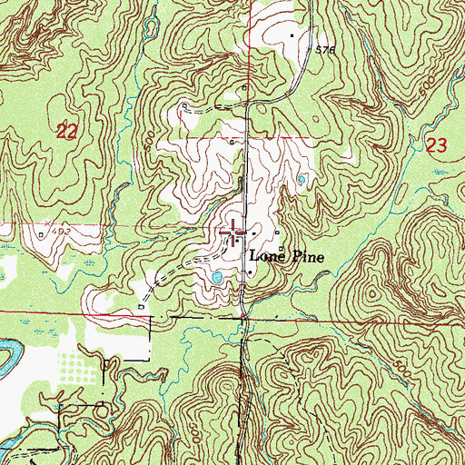 Topographic Map of Lone Pine, OK
