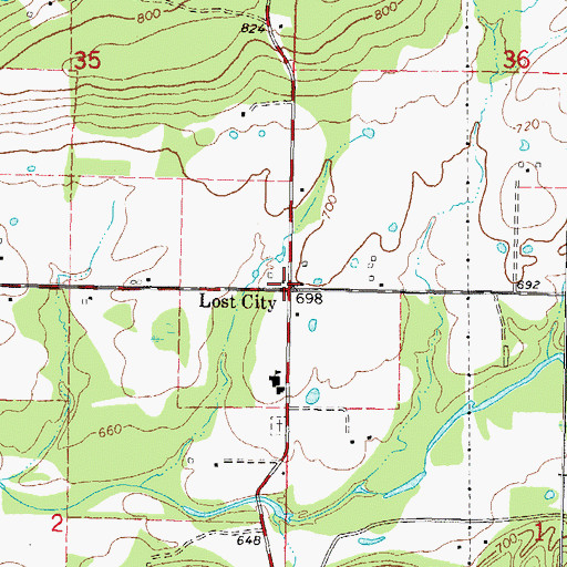 Topographic Map of Lost City, OK