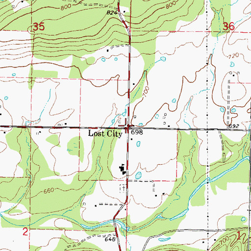 Topographic Map of Lost City, OK