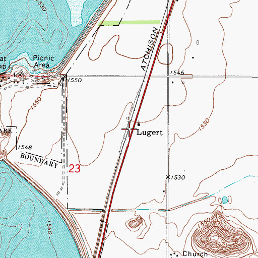 Topographic Map of Lugert, OK