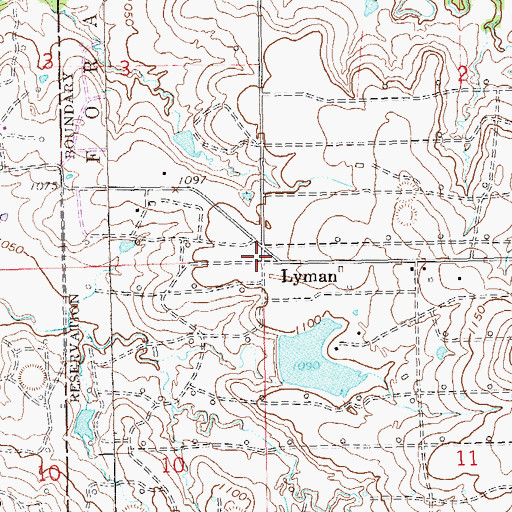 Topographic Map of Lyman, OK