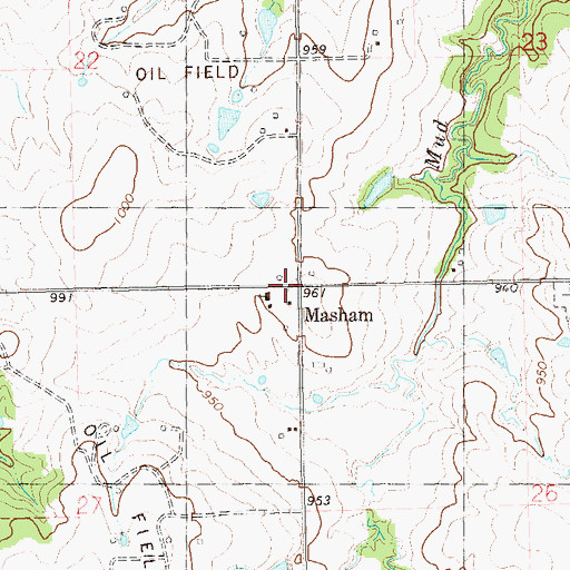 Topographic Map of Masham, OK