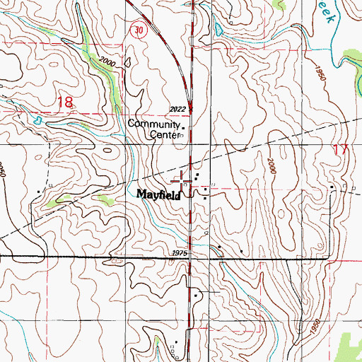 Topographic Map of Mayfield, OK