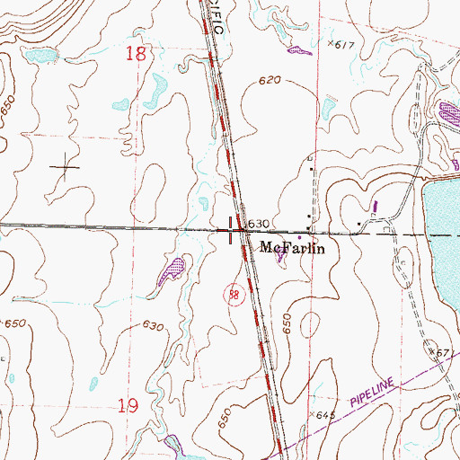 Topographic Map of McFarlin, OK