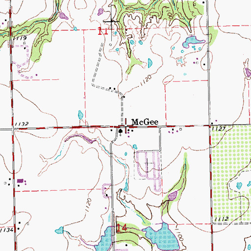 Topographic Map of McGee, OK