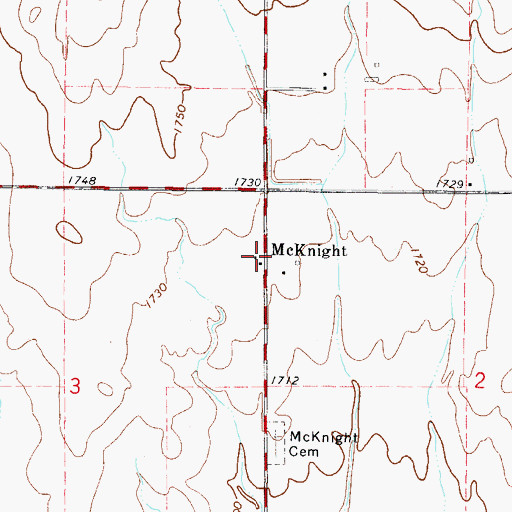Topographic Map of McKnight, OK
