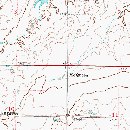 Topographic Map of McQueen, OK