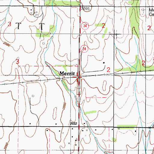 Topographic Map of Merritt, OK