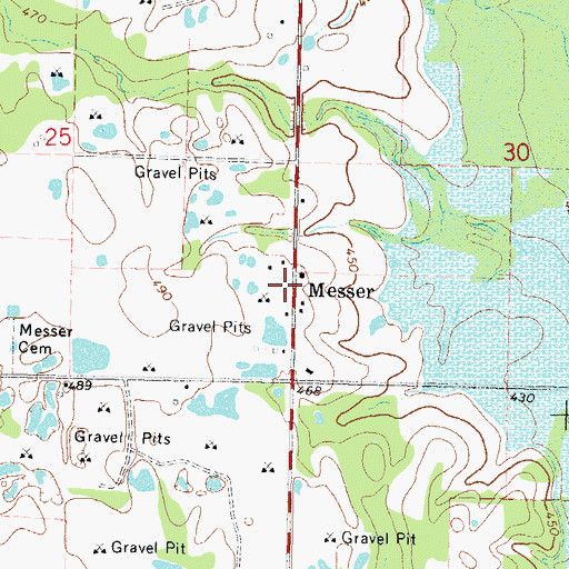 Topographic Map of Messer, OK