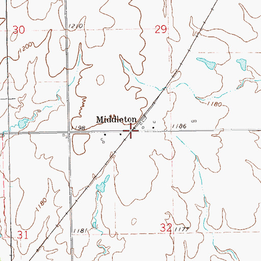 Topographic Map of Middleton, OK