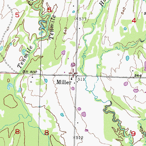 Topographic Map of Miller, OK