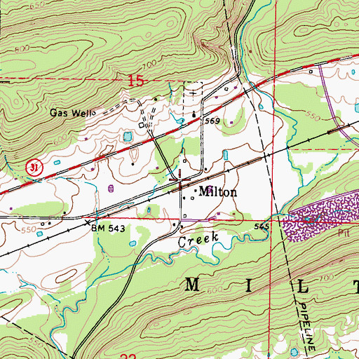Topographic Map of Milton, OK