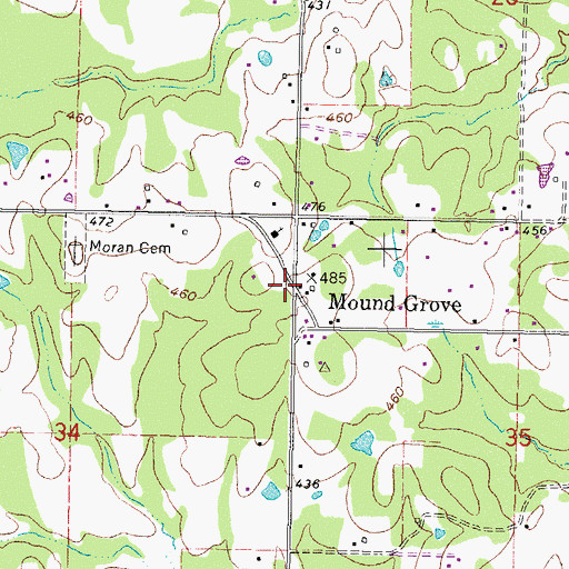 Topographic Map of Mound Grove, OK