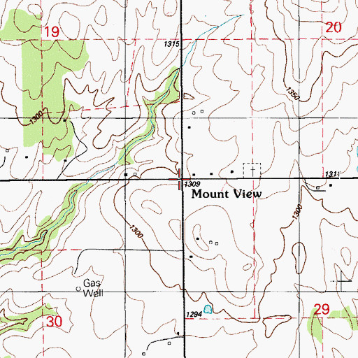 Topographic Map of Mount View, OK