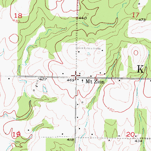 Topographic Map of Mount Zion, OK