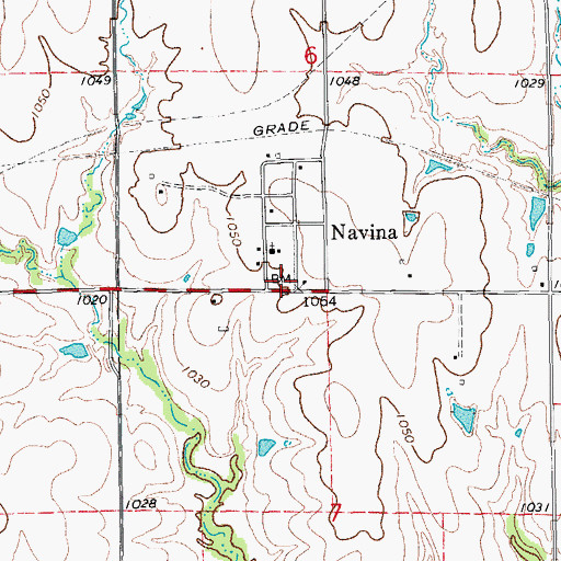 Topographic Map of Navina, OK