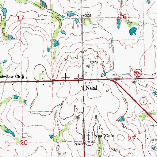 Topographic Map of Neal, OK