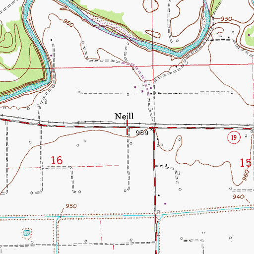 Topographic Map of Neill, OK