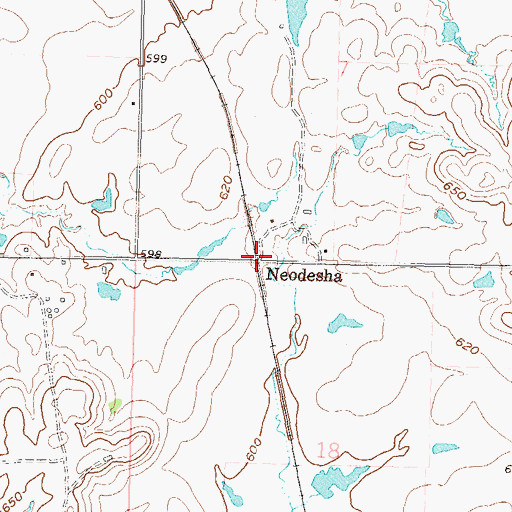 Topographic Map of Neodesha, OK