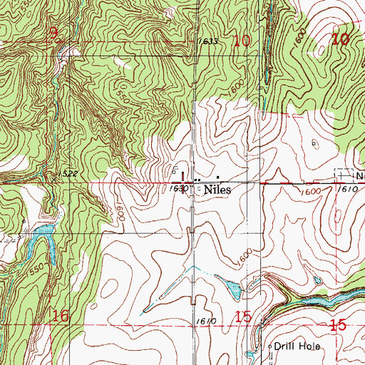 Topographic Map of Niles, OK