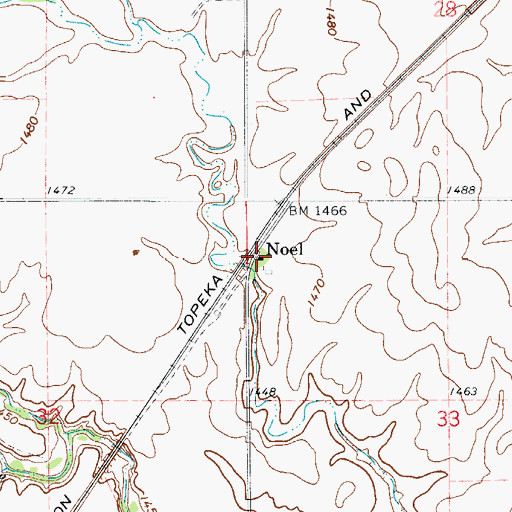 Topographic Map of Noel, OK