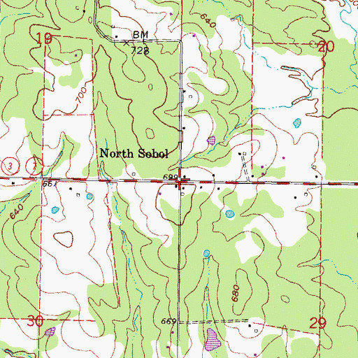 Topographic Map of North Sobol, OK