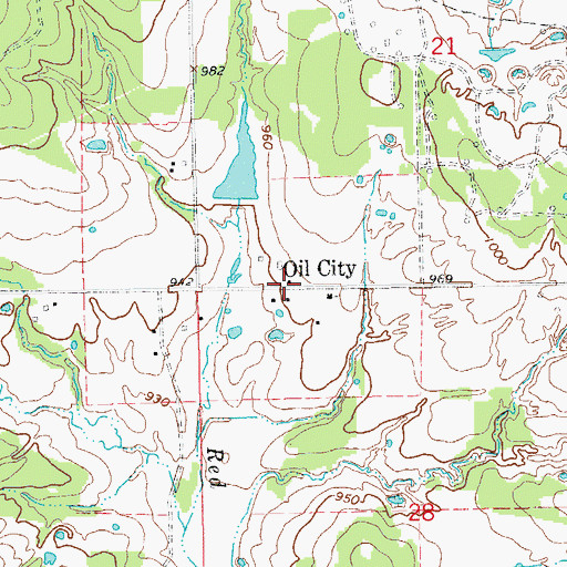 Topographic Map of Oil City, OK