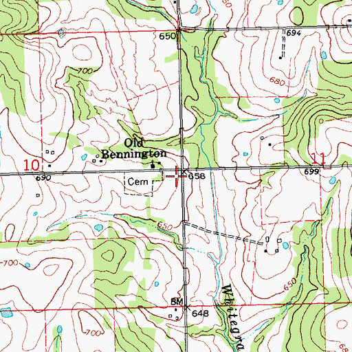 Topographic Map of Old Bennington, OK