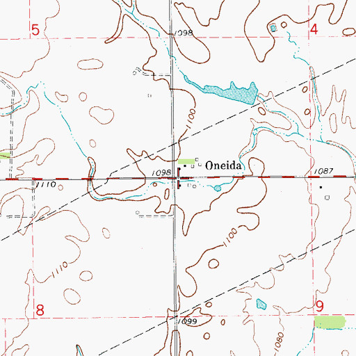 Topographic Map of Oneida, OK
