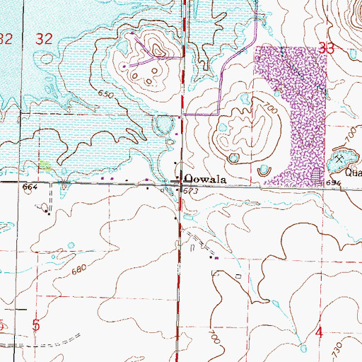 Topographic Map of Oowala, OK