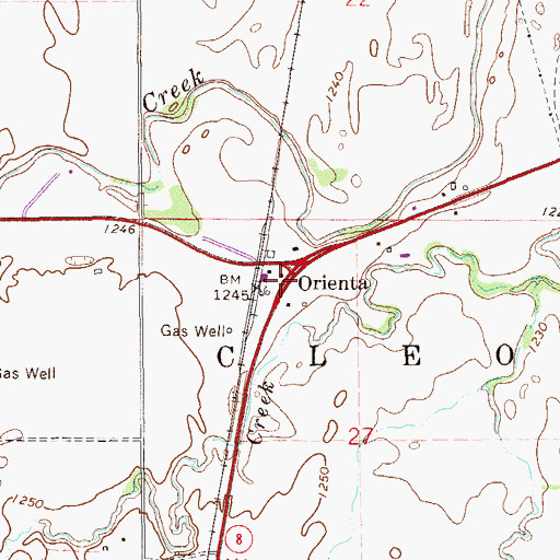 Topographic Map of Orienta, OK