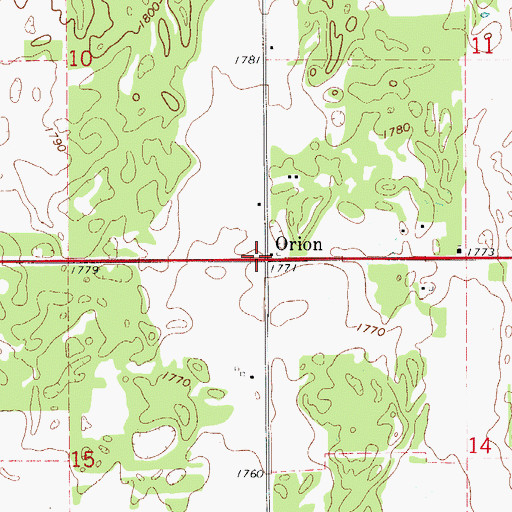 Topographic Map of Orion, OK