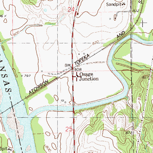 Topographic Map of Osage Junction, OK