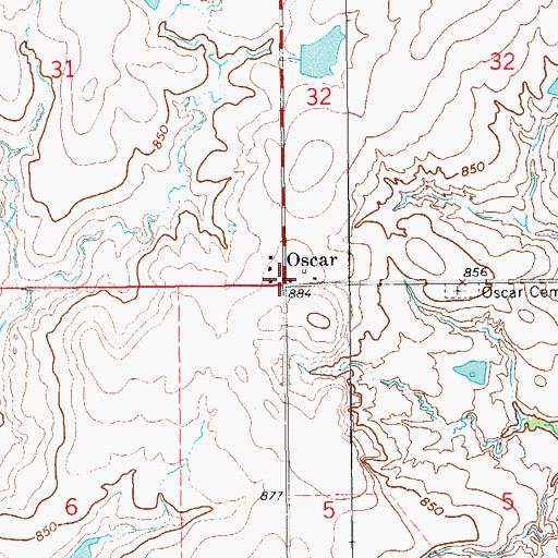 Topographic Map of Oscar, OK