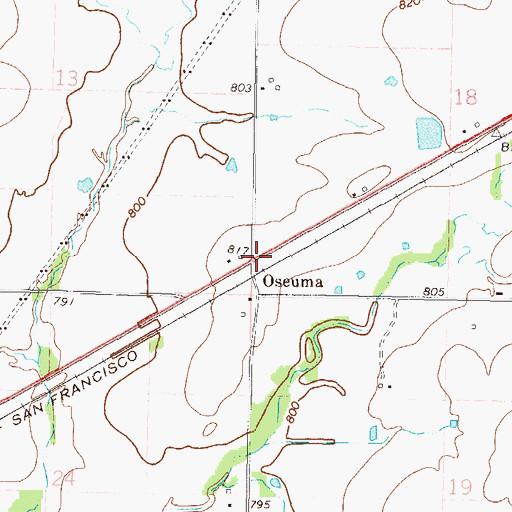 Topographic Map of Oseuma, OK