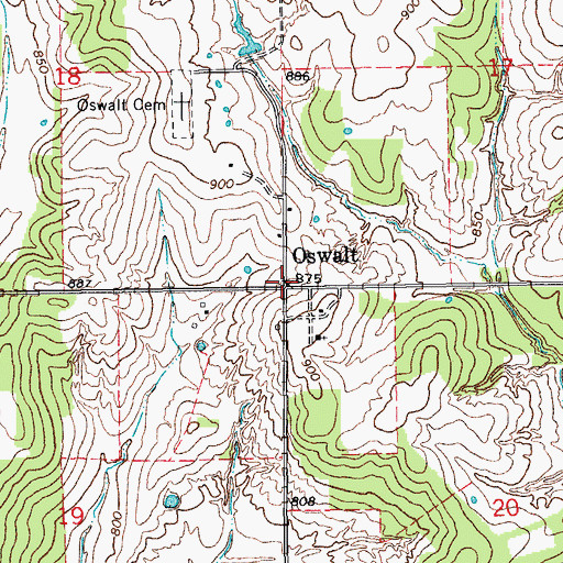 Topographic Map of Oswalt, OK