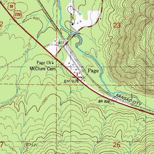 Topographic Map of Page, OK