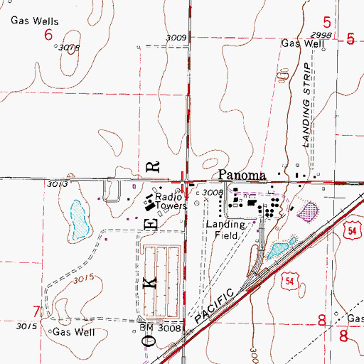 Topographic Map of Panoma, OK