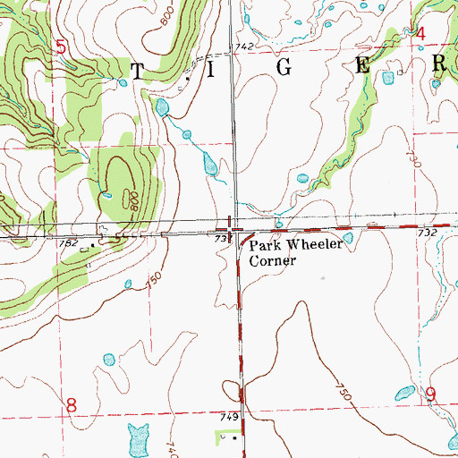 Topographic Map of Park Wheeler Corner, OK