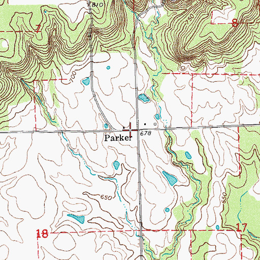 Topographic Map of Parker, OK