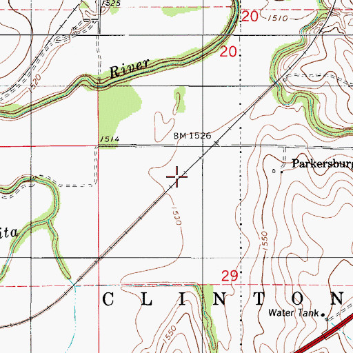 Topographic Map of Parkersburg, OK