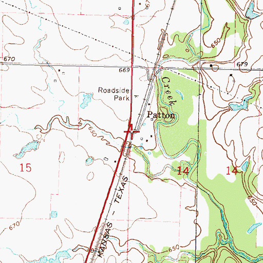 Topographic Map of Patton, OK