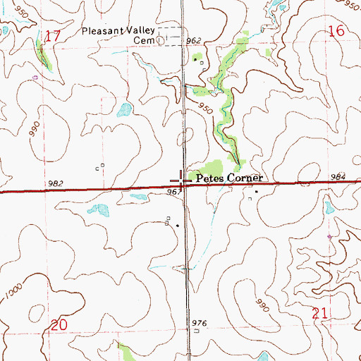 Topographic Map of Petes Corner, OK