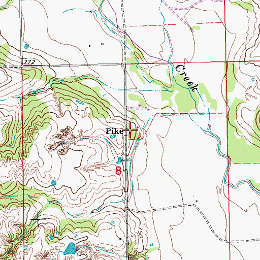 Topographic Map of Pike, OK